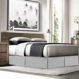 Nestl Pleated Bed Skirt, Easy Fit Bed Skirt, 14” Inch Tailored Drop Bed Skirt, Soft Double Brushed Premium Microfiber Bed Skirt, Luxury Bedskirt, Hotel Quality Bed Ruffle, Cal King Bed Skirt Silver