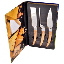 Legnoart Caseus 3 Piece Cheese Knife Set with Light Wood Handle