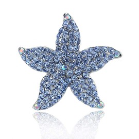 Double Accent Hair Jewelry Austrian Rhinestone Starfish Barrette Aqua