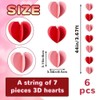Zoonlinpp 6 Packs 3D Heart Garlands-22.1 Ft Red Pink Hanging