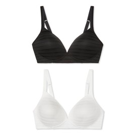 Warner's Women's Blissful Benefits Wireless Lift T-Shirt Bra 2-Pack RN1102W, White/Black, 38B