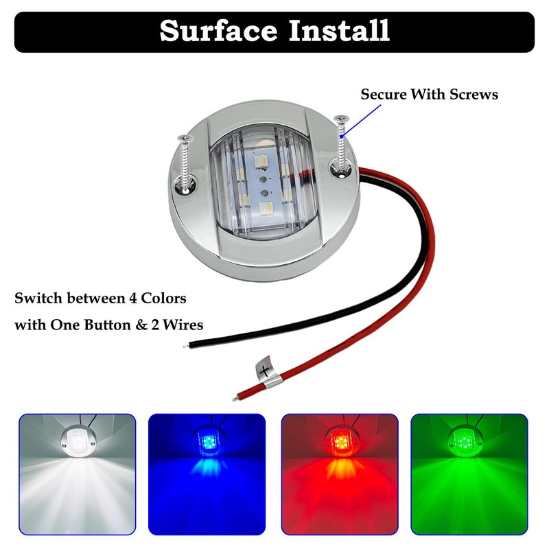 SMIXCTEK RGBW Boat Courtesy Lights, 3 Inch Waterproof Boat Interior