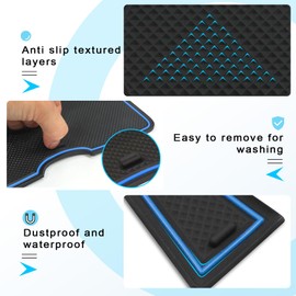 CDEFG Compatible with Mini Cooper F56 2015-2022 2023, Rubber Mats Cooper Centre Console Non-Slip Mats Non-Slip Cup Holder Rubber Mat Armrest Cooper F56 Accessories (Blue)