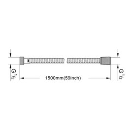 AULEEND，59 inch，encrypted shower hose 304 stainless steel metal - Extra long shower hose -（Universal Connection G 1/2" x 1/2")（Matte Black）