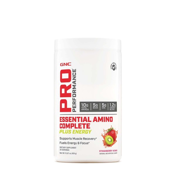 GNC Pro Performance Essential Amino Complete Plus Energy, Strawberry Kiwi, 15.9 oz, Supports Muscle Recovery