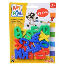 Simba 104591456 - Art & Fun Magnet-Groß-Buchstaben, 31 Teile, 3cm, Magnetbuchstaben, Alphabet, Wörter lernen, ab 3 Jahren, Klein