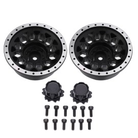 2pcs RC Wheel Hub Rim Professional Aluminum Alloy Wheel Hub Set for Axial SCX6 1/6 RC Car Balck