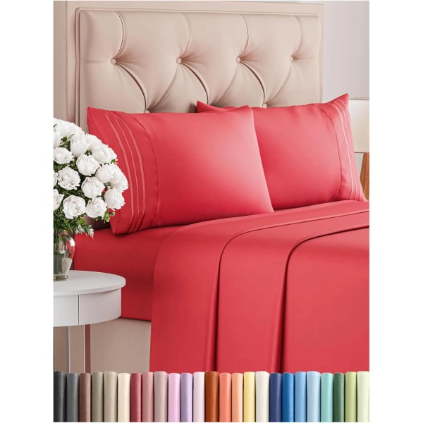 Cal King Size 4 Piece Sheet Set - Comfy Breathable