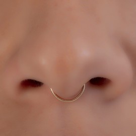Fake Septum Ring 20 Gauge Gold Filled Faux Septum Hoop - No Piercing Needed Septum Jewelry