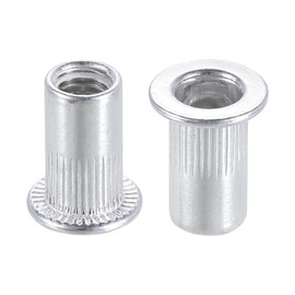 sourcing map M5 Rivet Nuts Aluminium Alloy Knurled Flat Head Threaded Insert 40Pcs