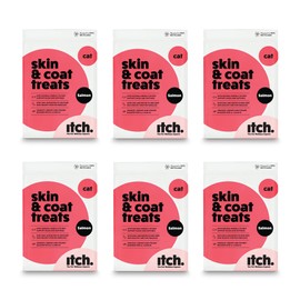 Itch Itch | Skin & Coat Treats for Cats | With Omega 3, Biotin and Zinc for Glossy Fur | Ideal for Sensitive Skin | 6-Pack