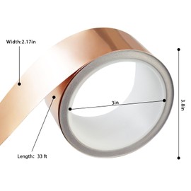 phrilam Copper Foil Tape for Guitar Shielding, Slugs Barrier, 2.17in x 33ft