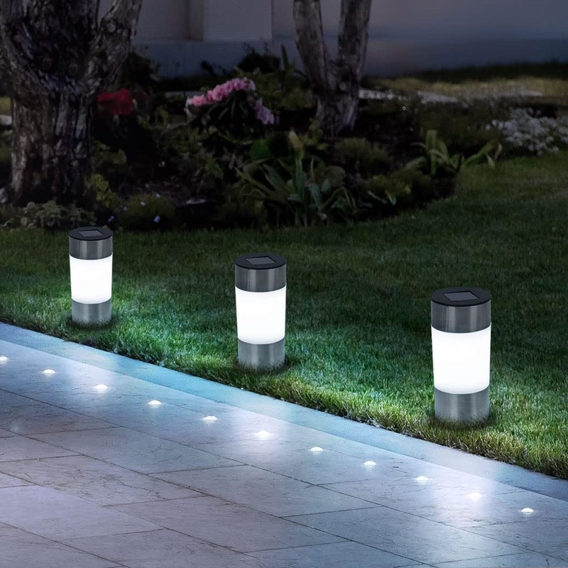 GLOBO 33254-3 LED Solar Lamp Stainless Steel Outdoor Garden Path