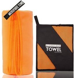 ZIUDBOC Microfiber Travel Towel, Soft Lightweight Quick Dry Towel, Super Absorbent Compact Travel & Sports & Beach Towels for Camping, Backpack, Gym, Swimming, Yoga, Hiking (XS:12"×24" -Orange)