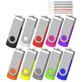 Aretop 16GB USB Flash Drive 10 Pack, Premium USB2.0 Swivel Flash Drive Bulk 16GB Pendrive Memory Stick Thumb Drive Bulk Jump Drive Pack Flash Drive 10 Pack(10PCS 16GB, Mix Colors)