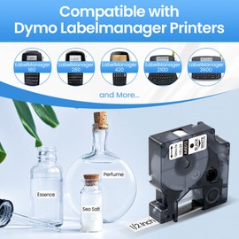 3-Pack Compatible for Dymo D1 Label Tape 45013 1/2 in x 23 ft, 12mm Label Maker Refills a45013 S0720530 for Dymo LabelManager 210D 260P 280 360D 420P PnP 220P 260P 500TS 450DUO Black on White