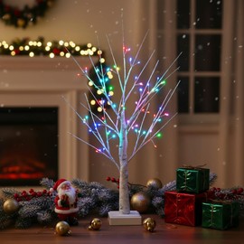 NXUEBDU 2ft Birch Tree with 72 LED Lights & Remote - Christmas Decorations Indoor, RGB Color Changing Fairy Tree | Spirit Twinkling Tree for Bedroom, Wedding, Holiday Decor | USB/Battery Powered