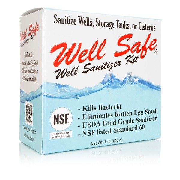Well Safe Well Sanitizer Kit - Water Purification for Storage Tanks & Cisterns - Improves Well Water Smell and Taste - Easy to Use - USDA Food Grade and Well Water Treatment