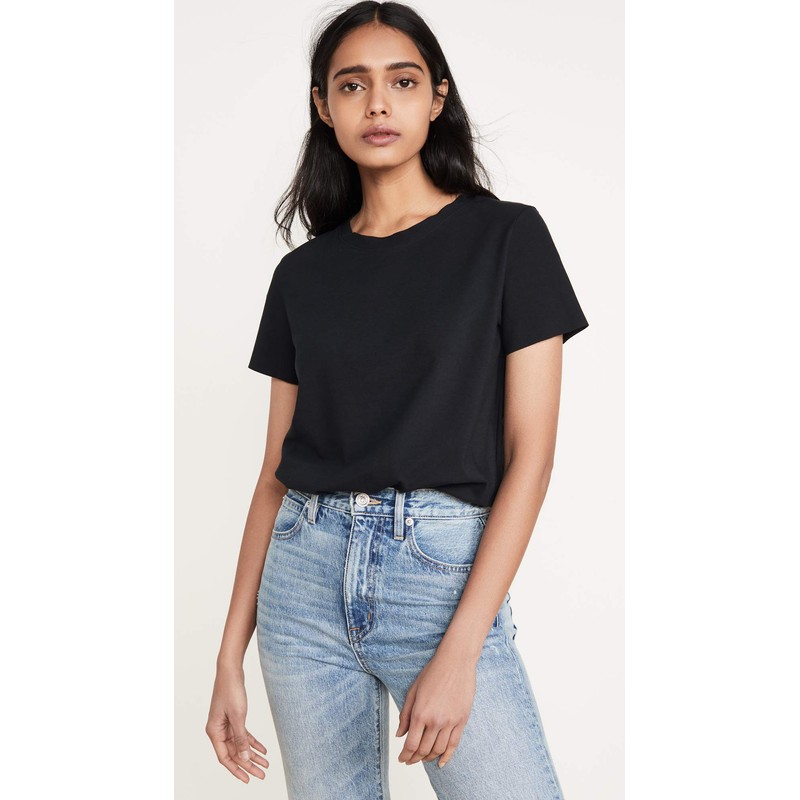 commando Women's Essential Cotton Crew Neck Bodysuit, Black, XS