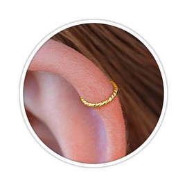 Gold Cartilage Earrings For Women - Thin Small 20 Gauge 8mm Helix Piercing Jewelry - 14k Gold Filled Cartilage Earring Hoop Ring - Gift Ready