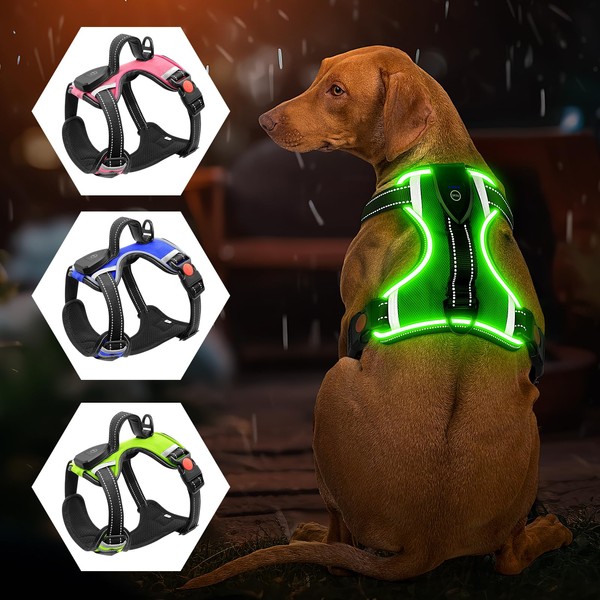 Light Up Dog Harness - No Pull Led Dog Harness