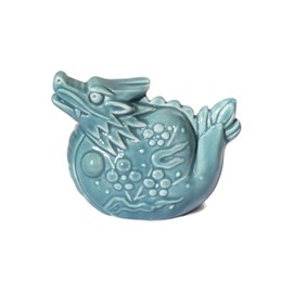 S121 Jade Color Dragon of 2024 Japanese Zodiac Pottery Room Ornament. for Happy New Year! Dragon Figurine Ornament Decorations