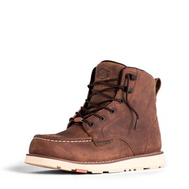 BRUNT Marin (Comp Toe) - Men’s Size 12, Brown - 6" Waterproof Safety Toe Wedge Work Boot - EH Rated - Slip + Oil Resistant - Adjustable Width System