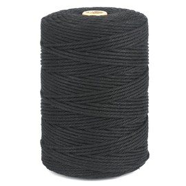 jijAcraft Macrame Cord,3mm x 656 Feet Cotton Macrame Cord,Colored Cotton Cord Macrame Supplies,Macrame Rope Craft Twine String for Macrame & Knitting,Plant Hanger,Wall Hanging,Craft (Black)