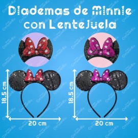 2 Diademas Lentejuela Orejas Ratón Mimi Fucsia Rojo Fiestas Color Multicolor
