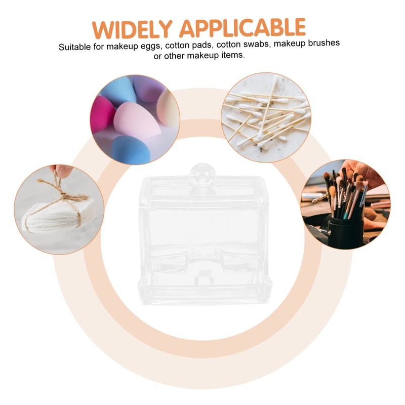 WOONEKY 2pcs Cotton Bud Ball Holder Acrylic Box Sealing Lid