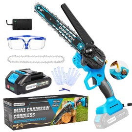 DODOWIN Mini Chainsaw 8 inch, Cordless Mini Chainsaw with 2.0Ah Battery & Charger, Powered Chain saw for Branches Wood Cutting,Anniversary Birthday Christmas Gifts for Men Dad,for Stocking Stuffers