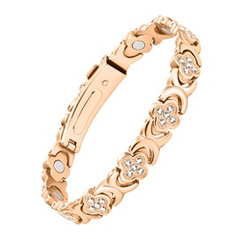 Jeracol 99 % Kupfer für Frauen, magnetisch für Frauen mit Glücksklee-Design, verstellbare Länge mit Größenwerkzeug in Geschenkbox