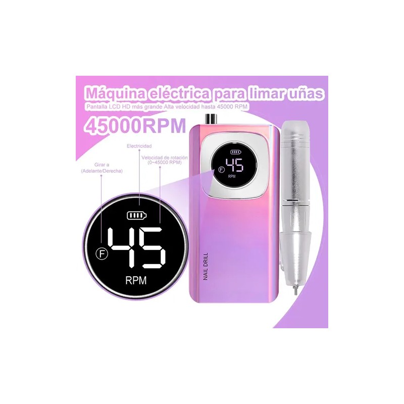 Taladro De Uñas Eléctrico Profesional De 45000 Rpm Recargabl