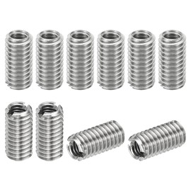 PATIKIL Insert Nuts, M4 to M6 Male Length, 0.5 inches (12 mm), Set of 10, 303 Stainless Steel, Slotted Type, Screw Conversion Adapter, Embedded Nut, Silver