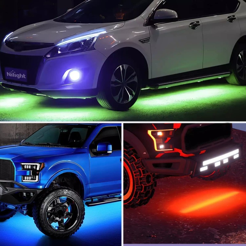 Nilight 4Pcs Car Underglow Neon Accent Strip Lights 252 LEDs