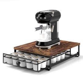 Ferrivista Coffee Pod Storage Drawer,with Sliding Baskets,Coffee Pod Holders for K Cups,35 Capacity Coffee Capsules Storage Organizer,Under Coffee Pot Storage Drawer,for Home Office, Kitchen (BROWN)