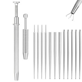 Herramienta para perforar bolas cónicas para cambiar joyas, 14 G, 16 G, 18 G, 20 G, acero inoxidable, aplicación de aretes planos, sin rosca, kit de perforación para el cuerpo de oreja y nariz (12