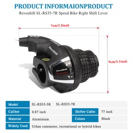 Airuzara Bike Bicycle Right Shift Lever, SL-RS35 3 Speed and SL-RS35 7 Speed Bicycle Twist Grip Gear, Bike Handle Shifter for Mountain Bicycle Commuter Bike Folding Bike