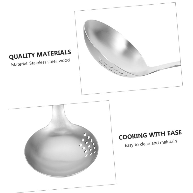 Ciieeo Stainless Steel Cooking Spoon with Wooden Handle Versatile Ladle