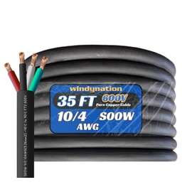 10/4 35 Feet 10 AWG SOOW SO Cable Cord Wire - 10 Gauge 4 Conductor 600V Portable Power Extension Cord Cable for, Motor Leads, Portable Lights, and Battery Chargers