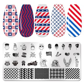 XEAOHESY 3pcs Independence Day Nail Stamping Plates for Nails Patriotic Nail Stamping Kit American Flag Stars Statue of Liberty Image Plates Nail Stamper Plates for 4th of July