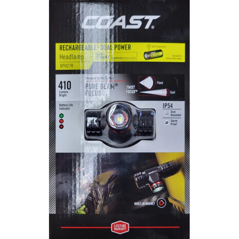 Coast XPH27R Headlamp Impact/Water Resistance Pro-Tek Charging Reflective Strap