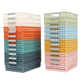 24 Pack Classroom Storage Baskets,Plastic Pencill Storage Basket,Paper Organizer Baskets,Small Classroom Storage Bins for Classrooms,Office Desk