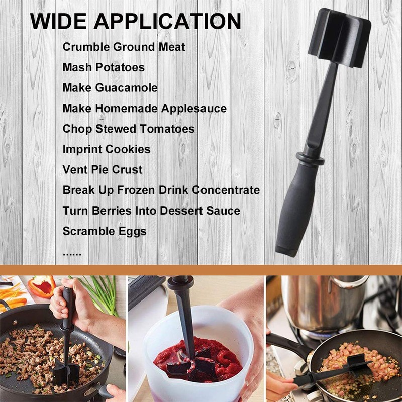 Meat Chopper, Ground Beef Masher with 5 Curve Blade, Non-Stick