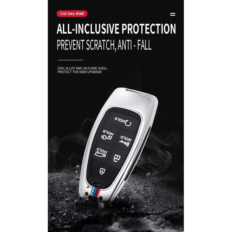 HIBEYO 6 Button Key Fob Cover for Hyundai Sonata 2020