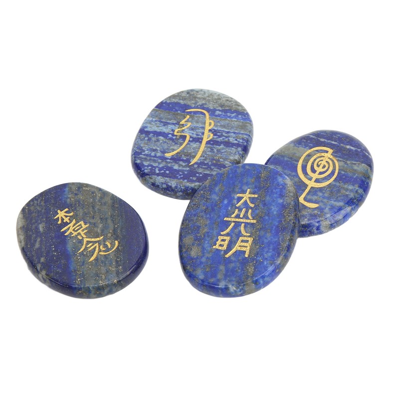 4Pcs Reiki Symbols Stones Smoother Surfaces Engraved Reiki Stones for
