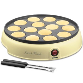 Baker's Friend Baker's Friend Mini Pancakes Maker Machine, Dutch Mini Pancake Griddle, 14 Holes Electric Poffertjes Pan, Ideal for Breakfast, Snacks, Desserts & More, Yellow