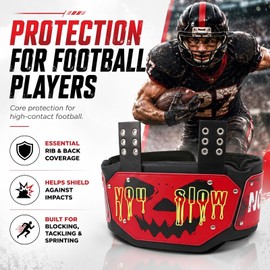 RoundFunny Football Rib Protector for Adult Mens Youth, Guard, Adjustable Back and Rib Guards Protection Gear Fits Most Shoulder Pads, Secure Hook and Loop Closure for Players Football Summer Training