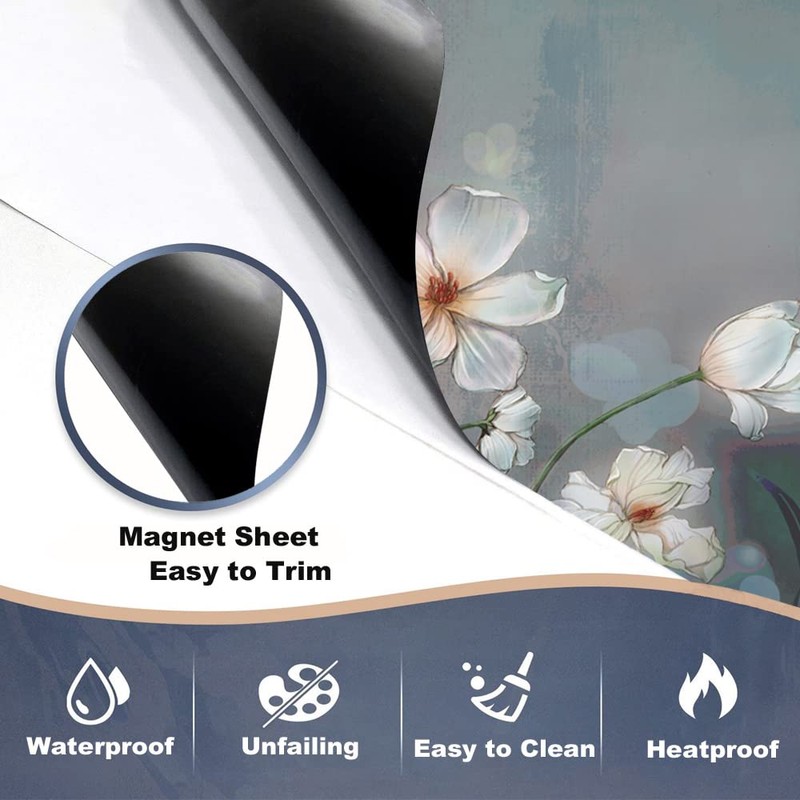 Blooming White Flowers Dishwasher Cover Decorative Magnet Dishwasher Covers for