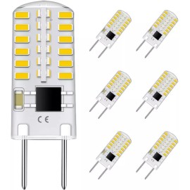 SMD 6 Pack- G8 LED Bulbs T4 64 3014 SMD Dimmable Warm White 3000K/120V